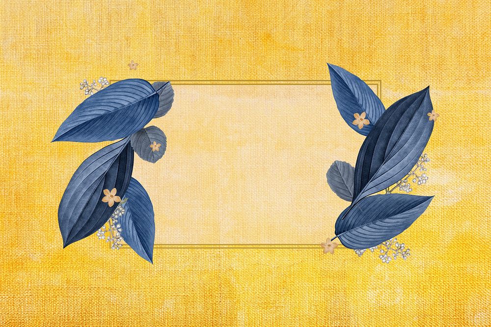 Blue leaf gold frame
