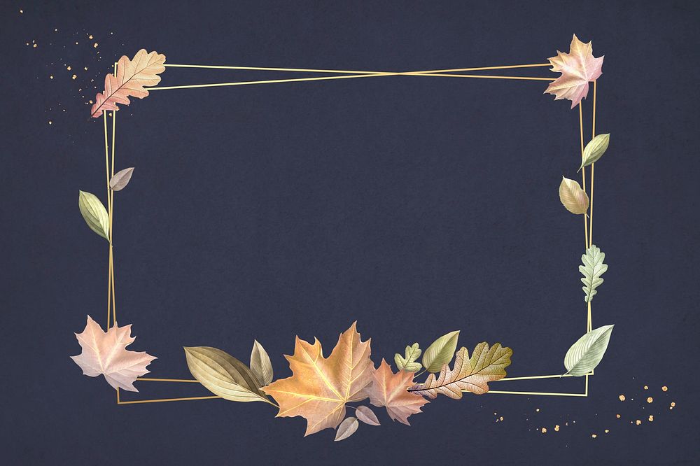Autumn leaf gold frame background