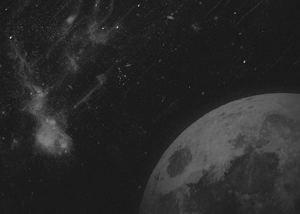 Aesthetic galaxy background, black and white space
