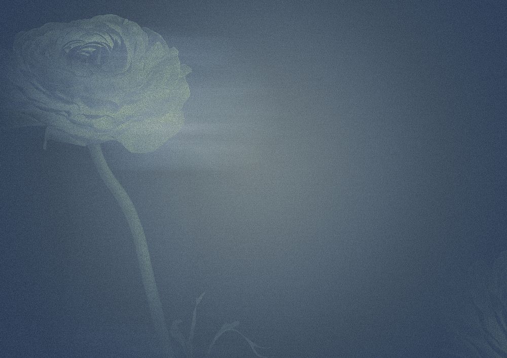 Dark flower aesthetic background, blue botanical design