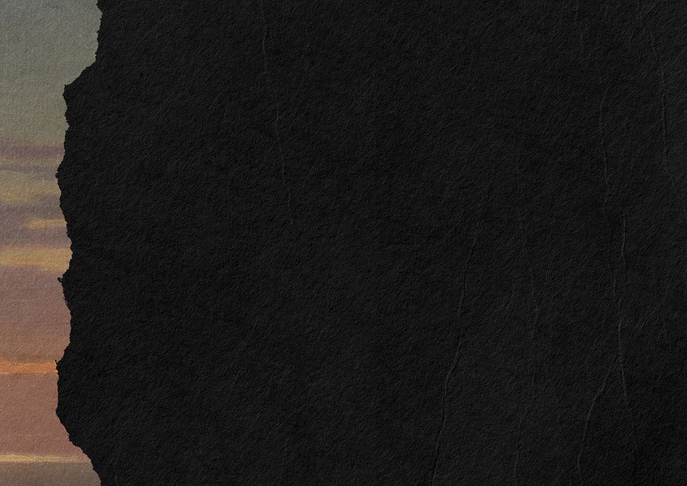 Black textured background, ripped paper border