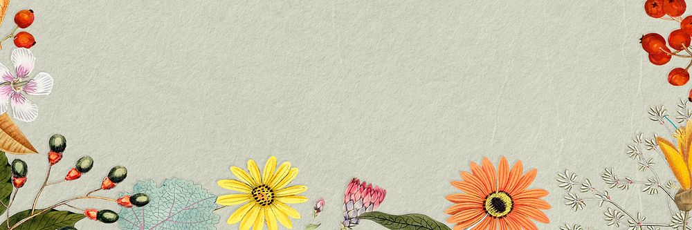 Flower aesthetic border background, beige textured design