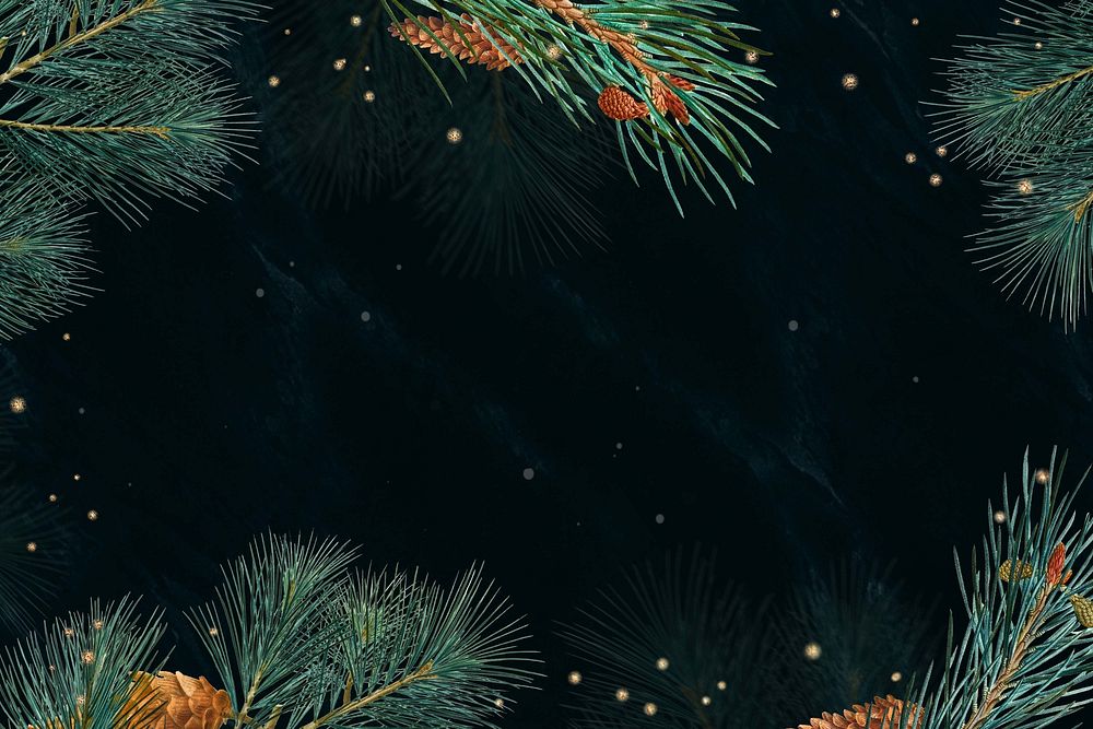 Dark Christmas background, pine leaf border