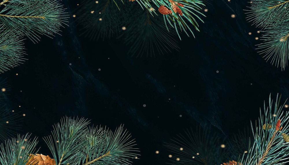 Dark Christmas background, pine leaf border