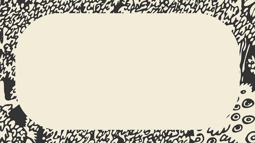 Forest linocut frame desktop wallpaper, beige design