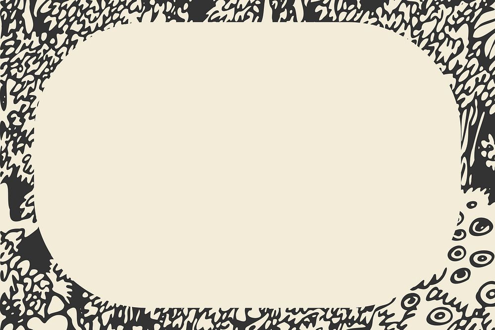 Forest linocut frame background, beige design