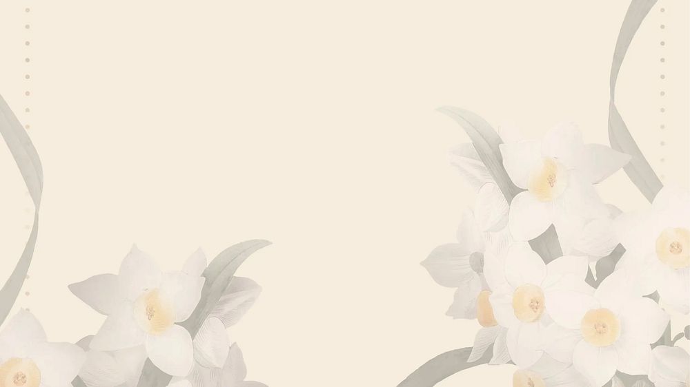 Beautiful flowers border desktop wallpaper, beige background