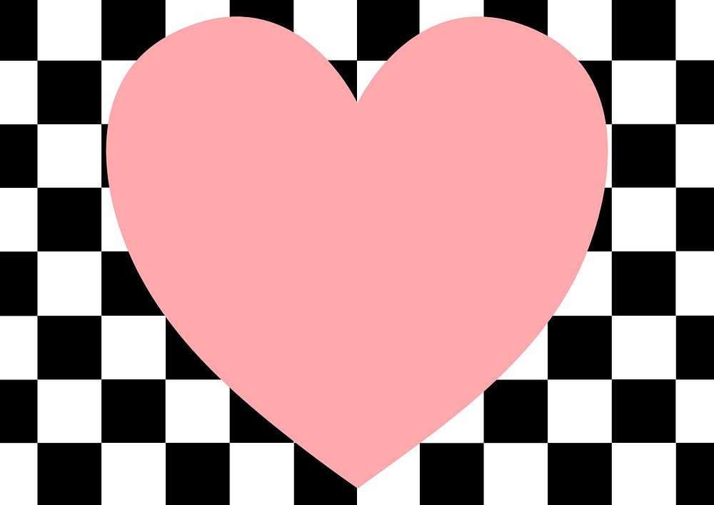 Checkered patterned background, cute heart frame