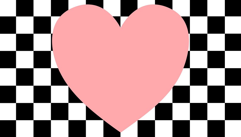 Checkered patterned background, cute heart frame