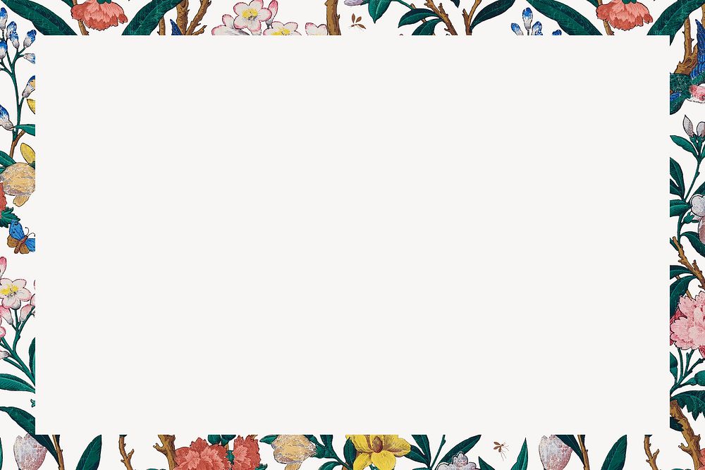 Spring flowers frame background, beige vintage design