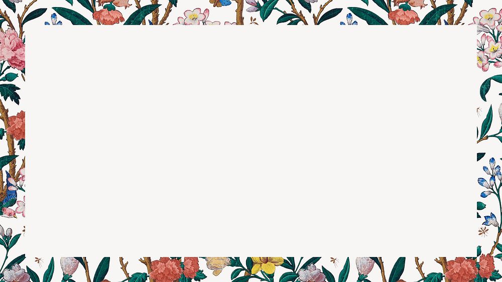 Spring flowers frame desktop wallpaper, beige vintage background