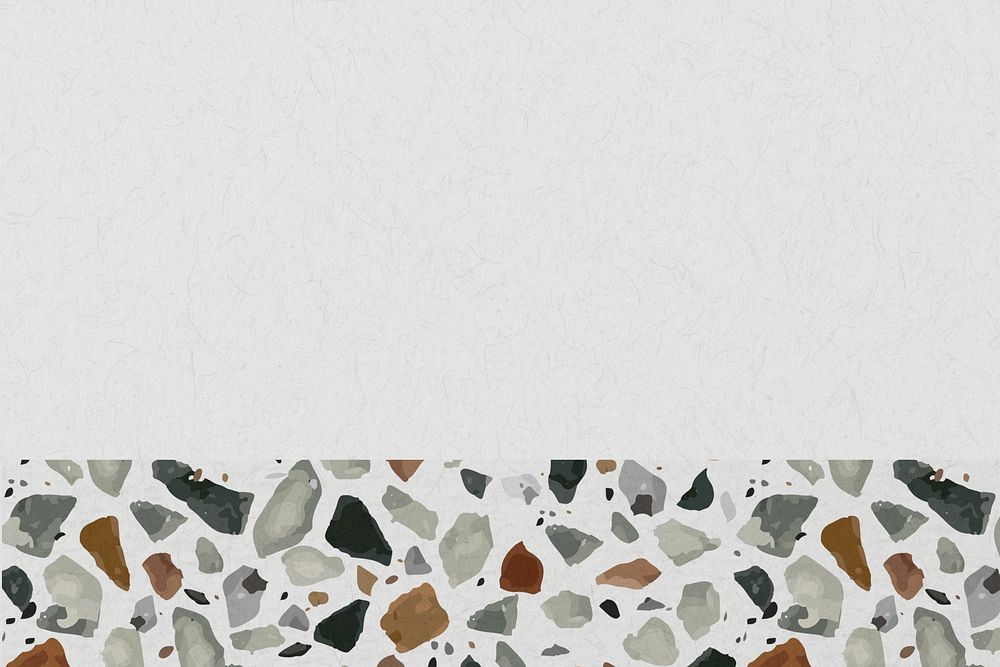 Off-white textured background, watercolor stones border
