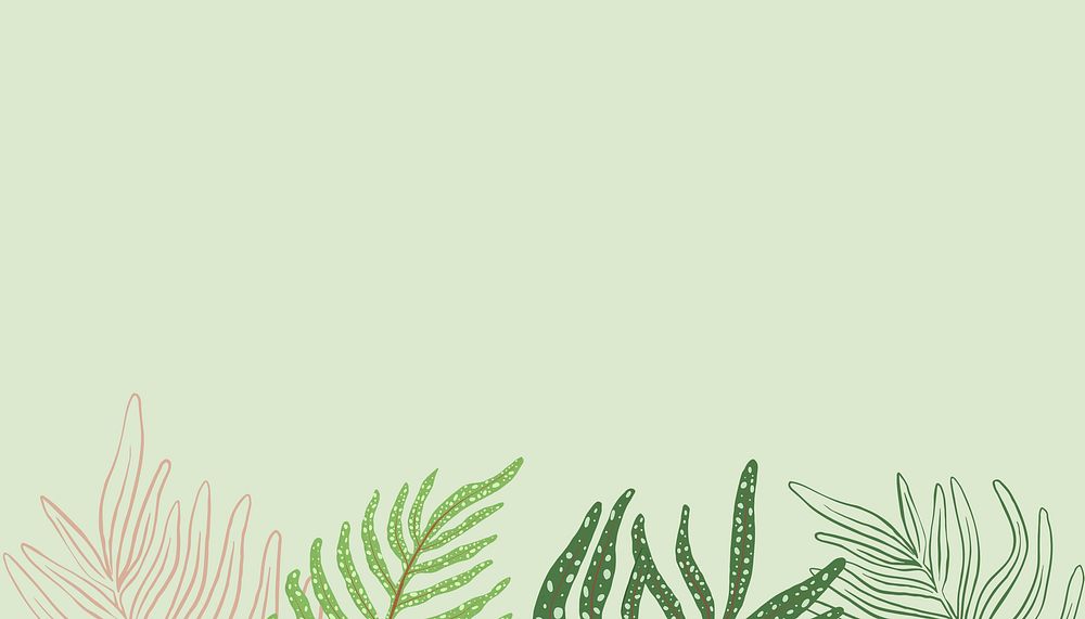 Green botanical aesthetic background, leaf branch border