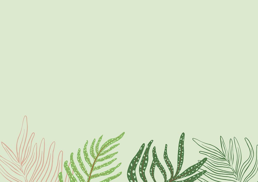 Green botanical aesthetic background, leaf branch border