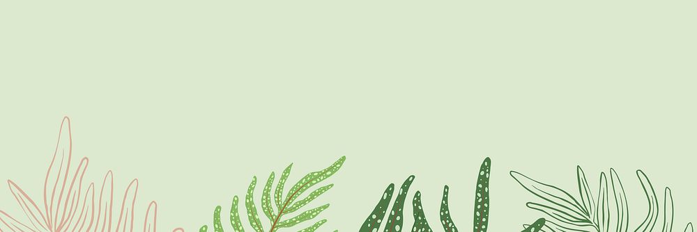 Green botanical aesthetic background, leaf branch border