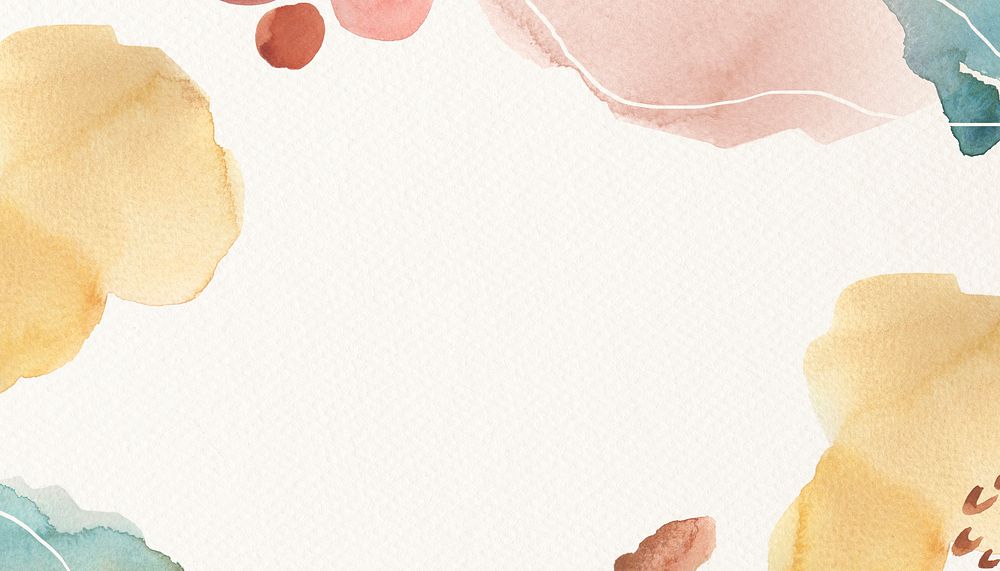 Beige aesthetic background, watercolor stain border