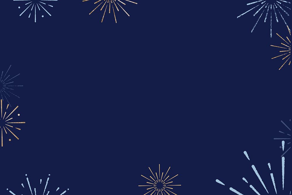 Dark blue celebration background, fireworks frame