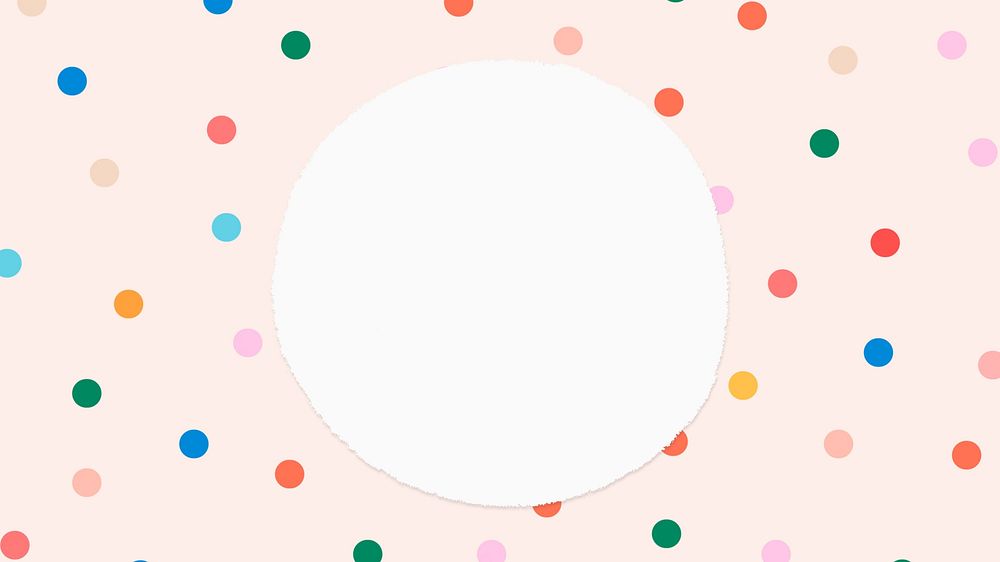 Polka dot frame desktop  wallpaper, pink pastel background