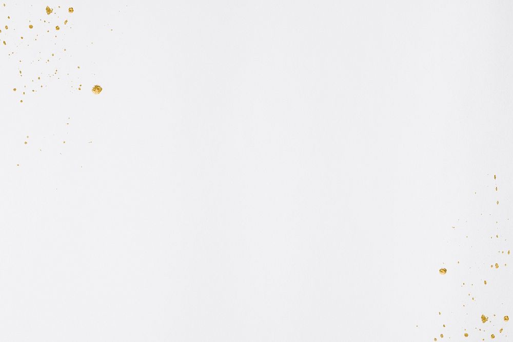 White paper textured background, gold splash border
