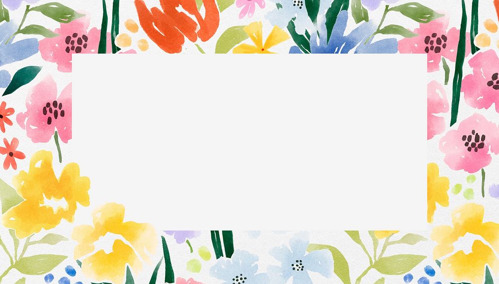 Watercolor flower frame background, spring botanical design 