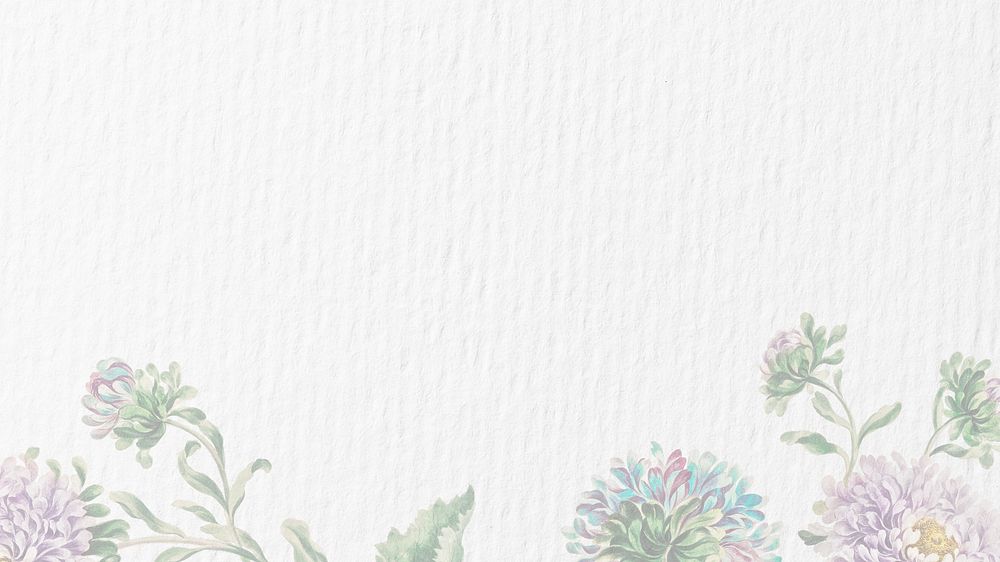 White paper textured desktop wallpaper, flower border