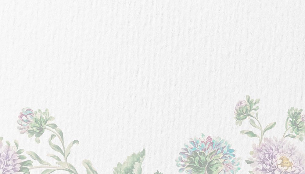 White paper textured background, flower border design