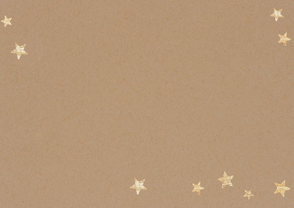 Brown paper textured background, gold star border