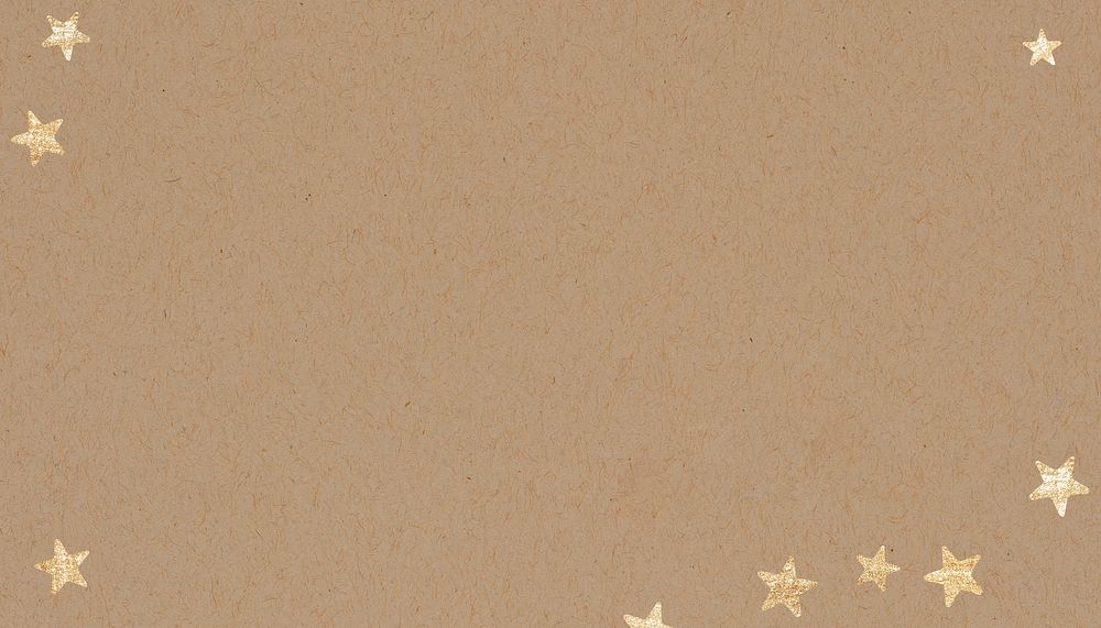 Brown paper textured background, gold star design