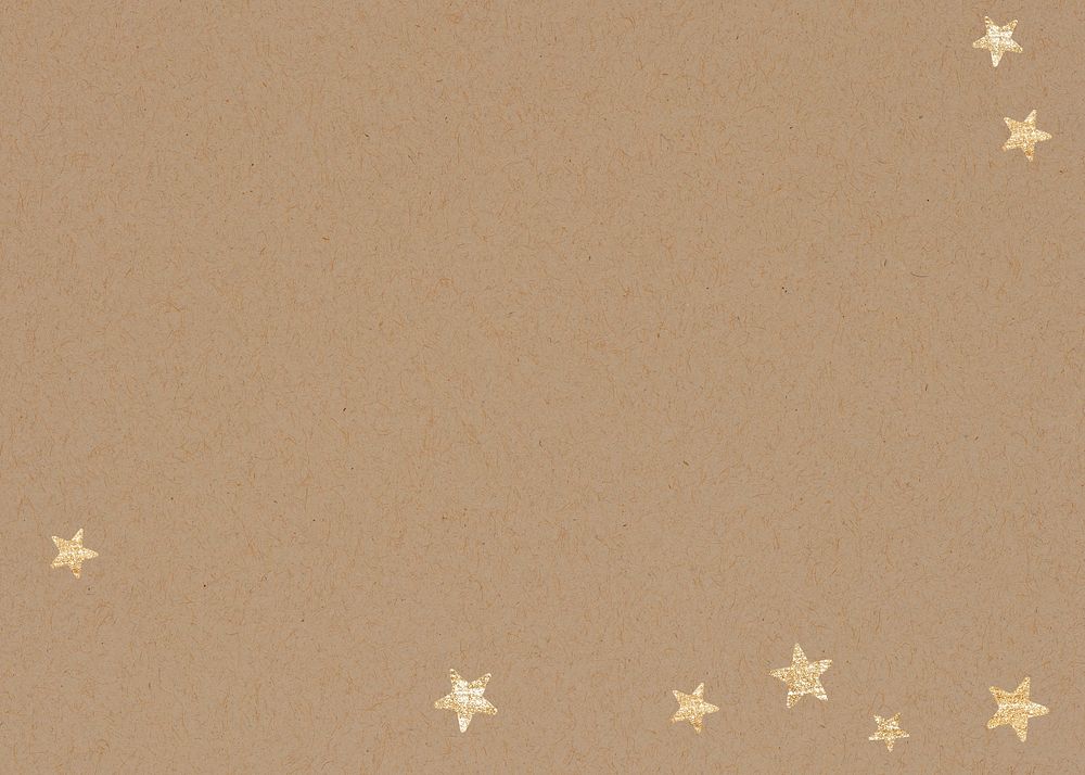 Brown paper textured background, gold star border