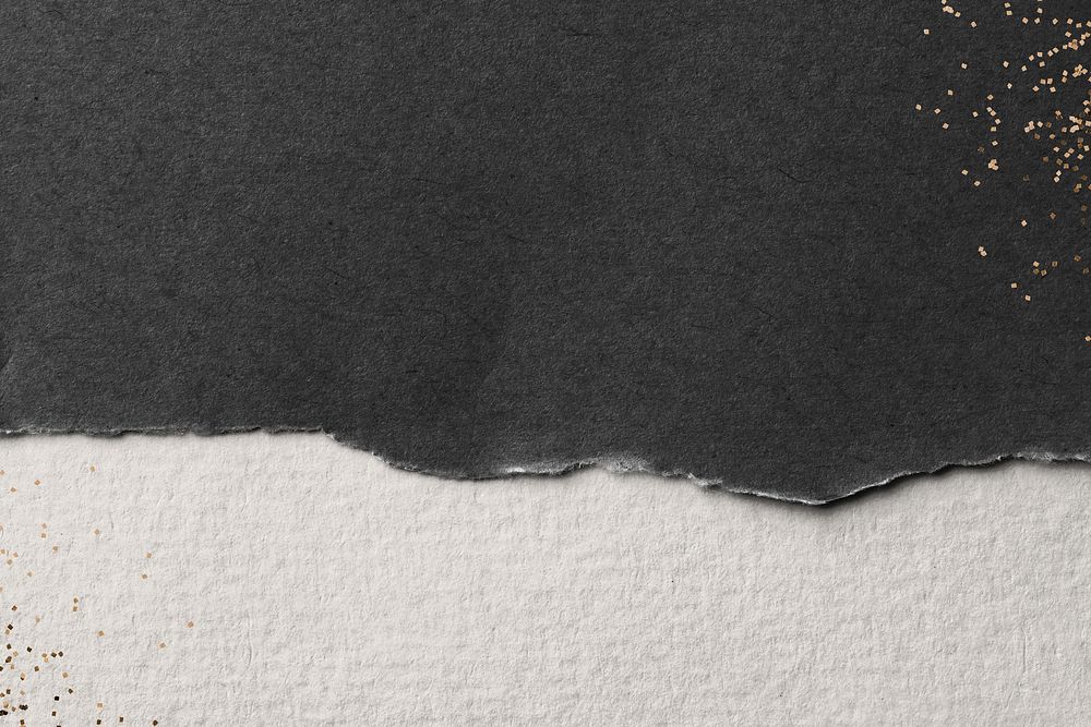 Black textured background, white paper border