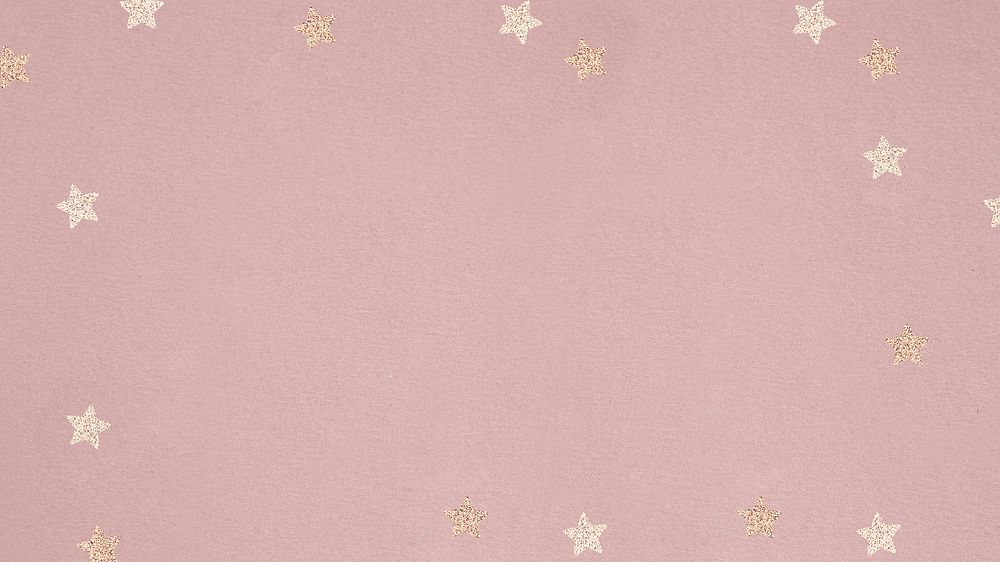 Pastel pink textured desktop  wallpaper, gold stars border