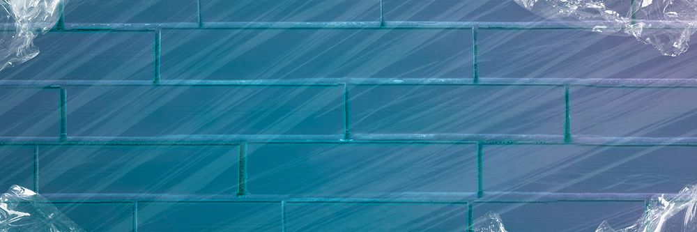 Blue brick wall background, plastic wrap texture