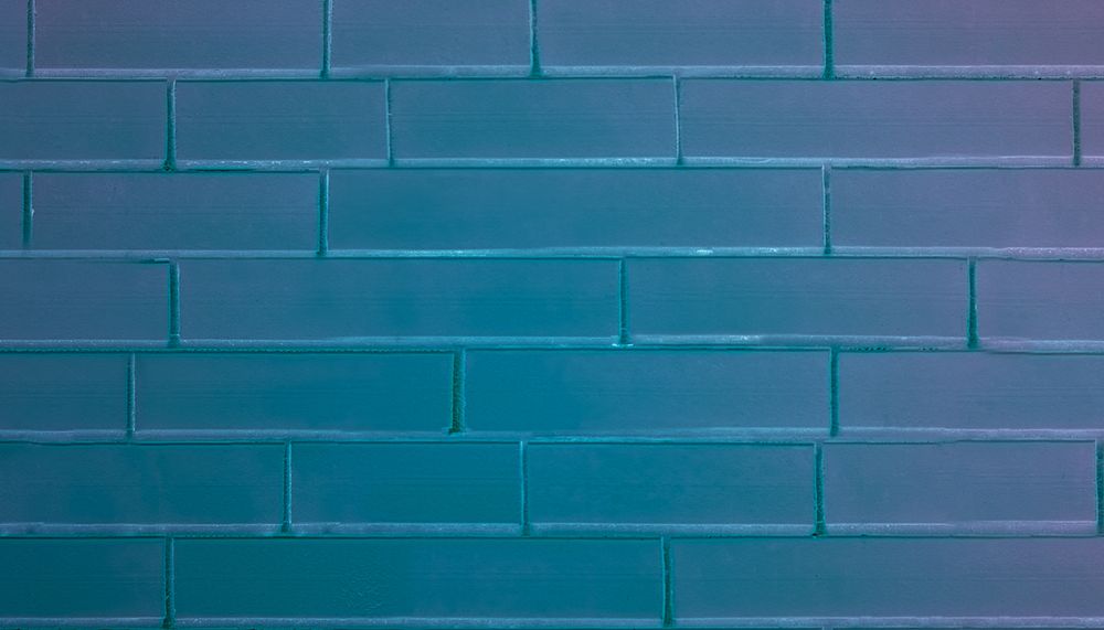 Blue brick wall background, plastic wrap texture