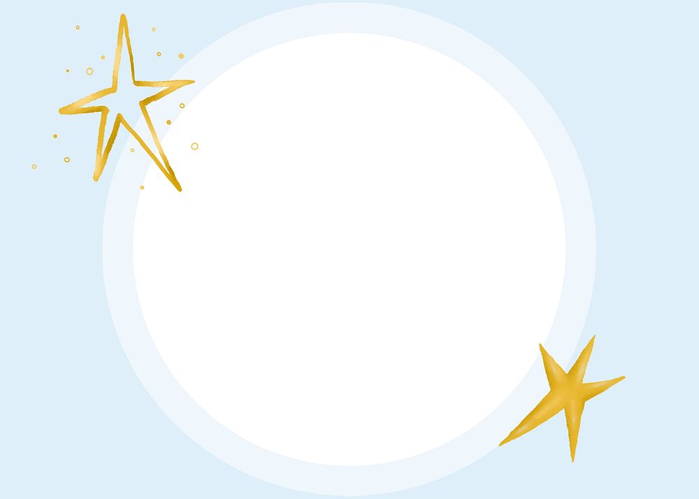 Blue circle frame background, gold stars