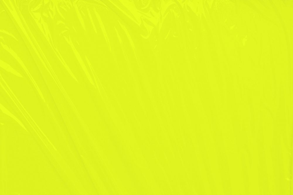 Bright lime yellow background, plastic wrap texture