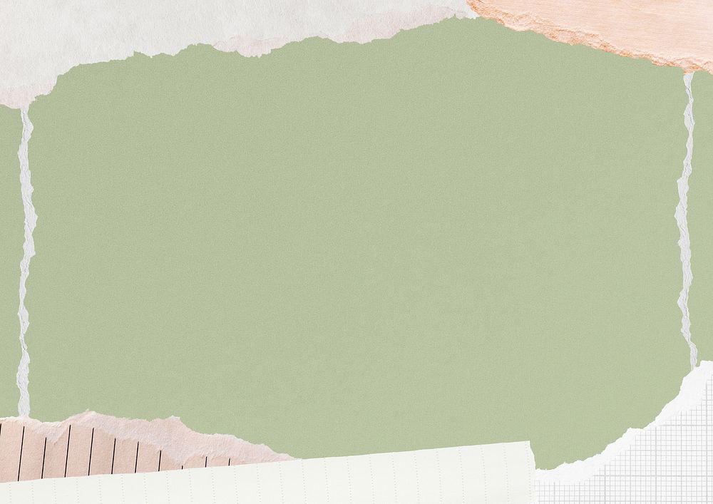 Green textured background, ripped paper border