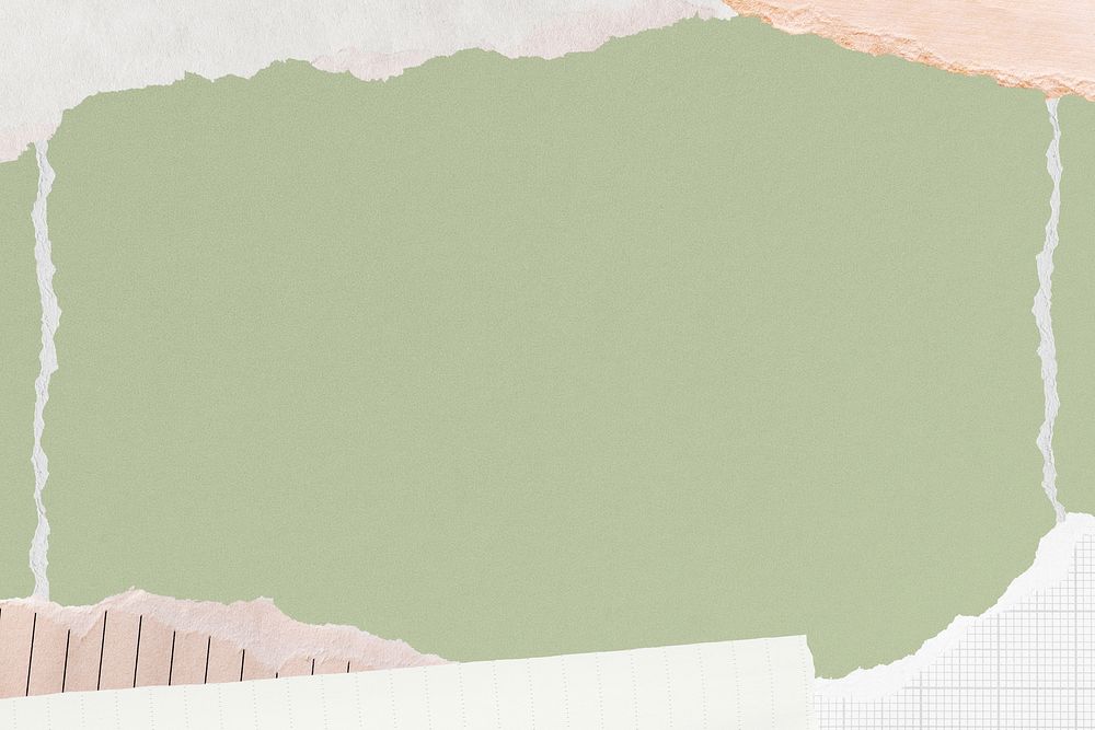 Green textured background, ripped paper border