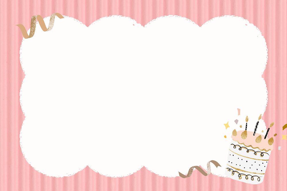 Birthday cake frame background, pink design