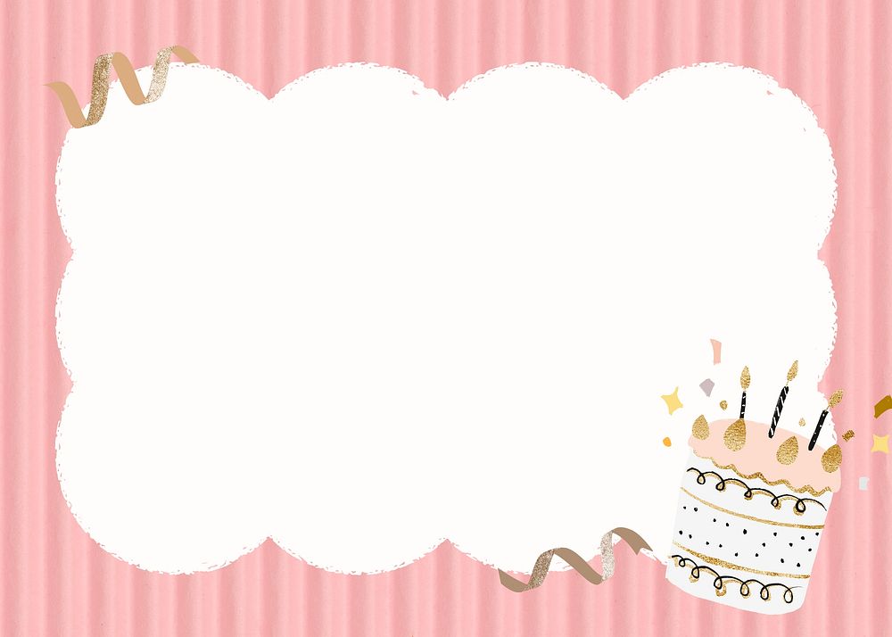 Birthday cake frame background, pink design