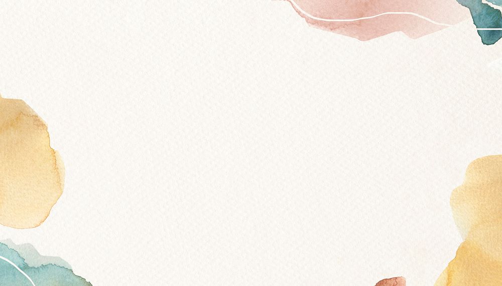 Beige aesthetic background, watercolor stain border