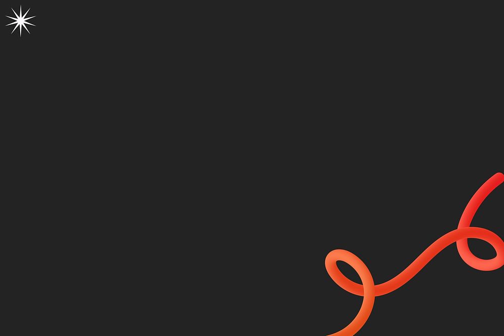 Black dark background, 3D squiggle orange border