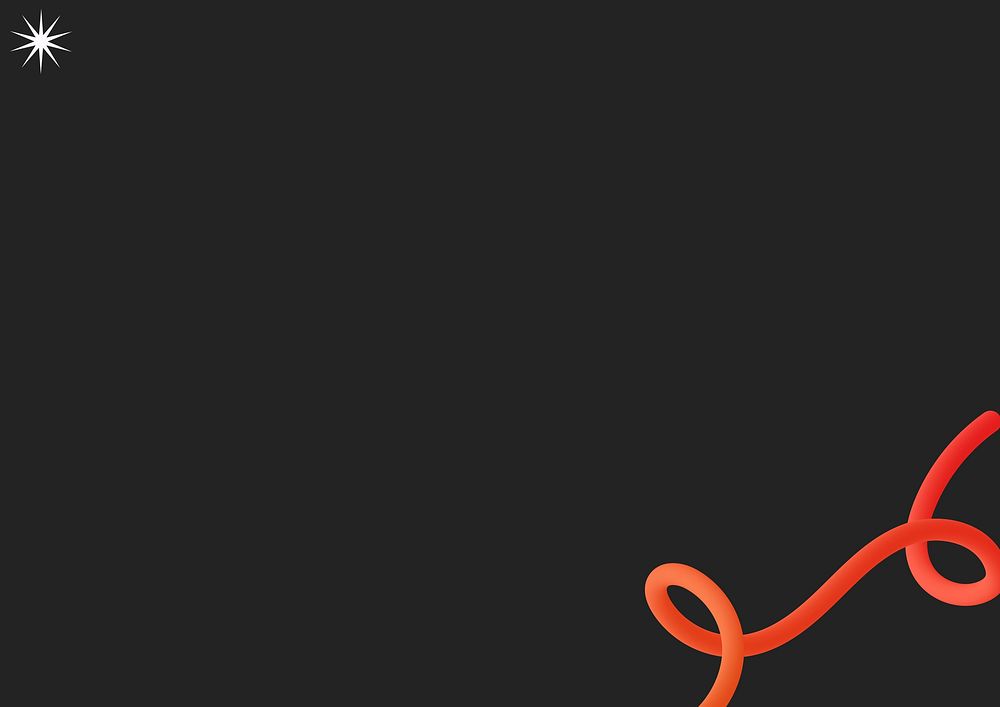 Black dark background, 3D squiggle orange border