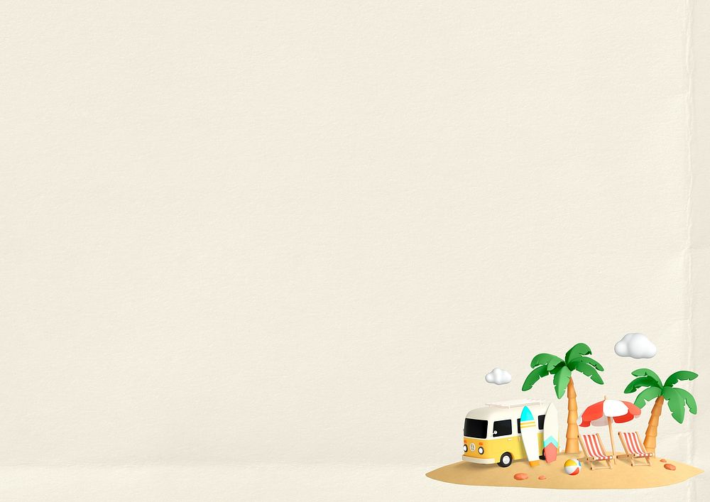 Tropical Summer frame background, 3D illustration