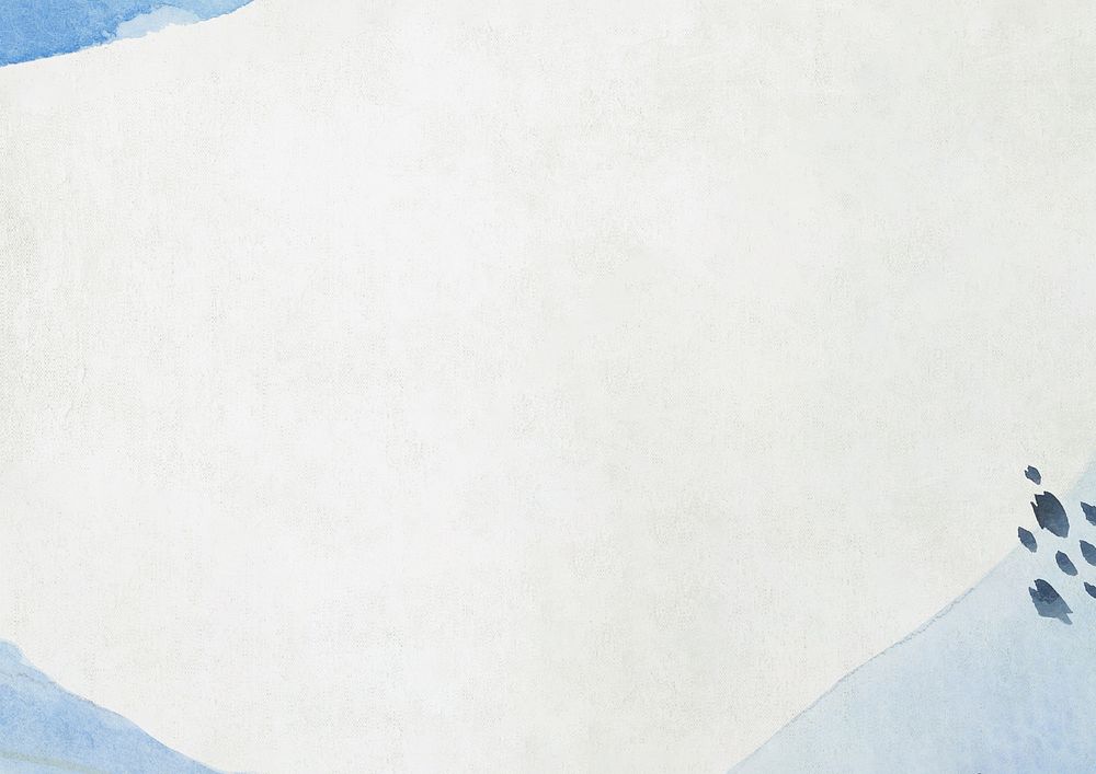 White paper textured background, blue watercolor border