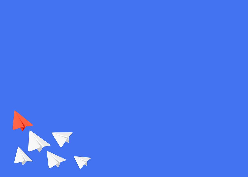 Blue background, paper plane border