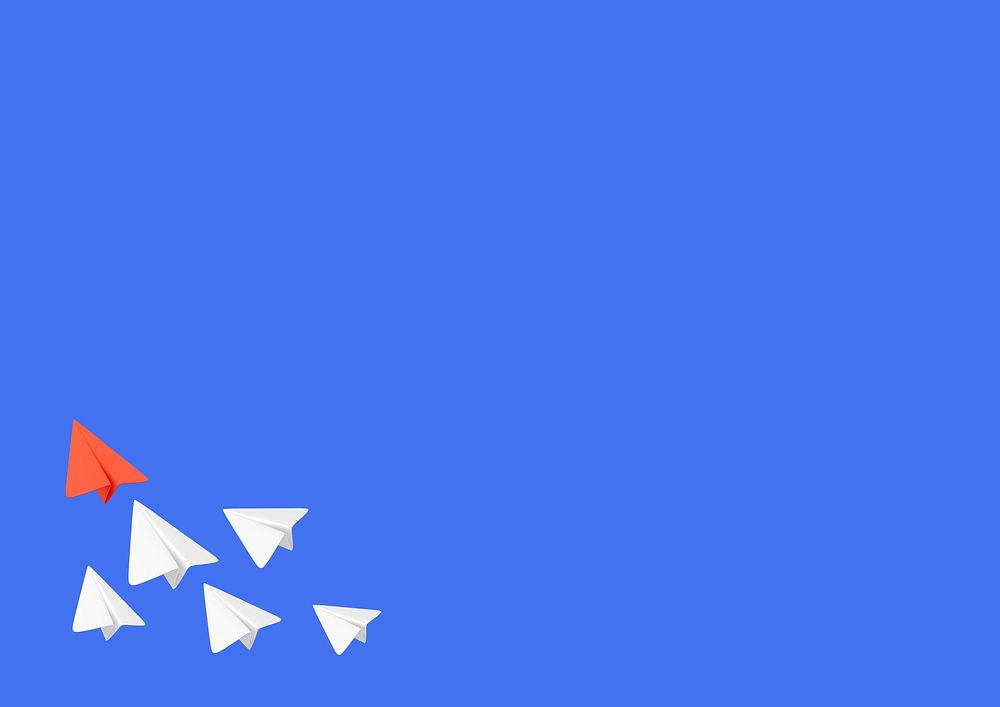 Blue background, paper plane border