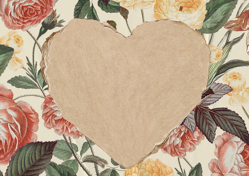 Floral heart frame, vintage aesthetic design