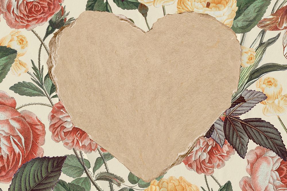 Floral heart frame, vintage aesthetic design