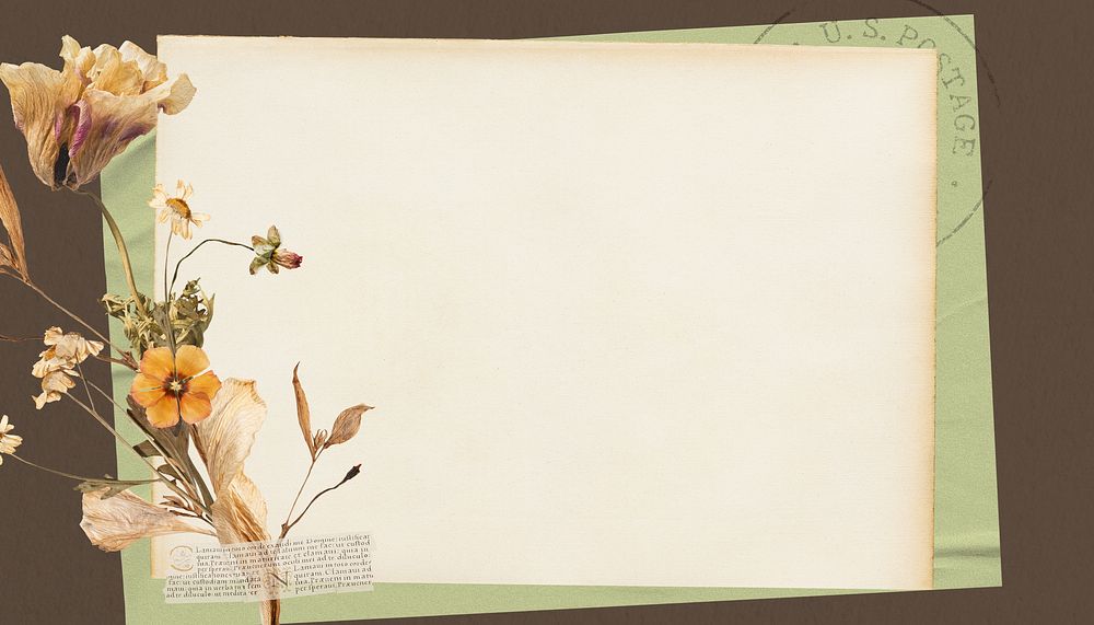 Autumn flower frame, vintage paper design