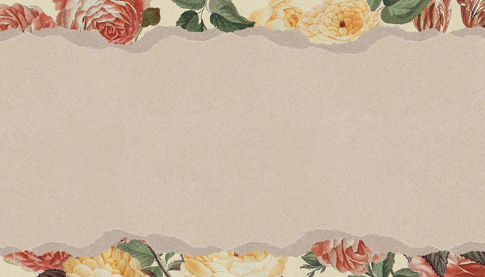 Vintage flower border background, brown paper design